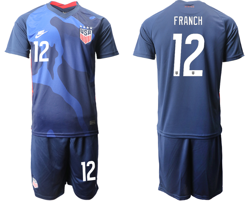 Men 2020-2021 Season National team United States away blue #12 Soccer Jersey1->united states jersey->Soccer Country Jersey